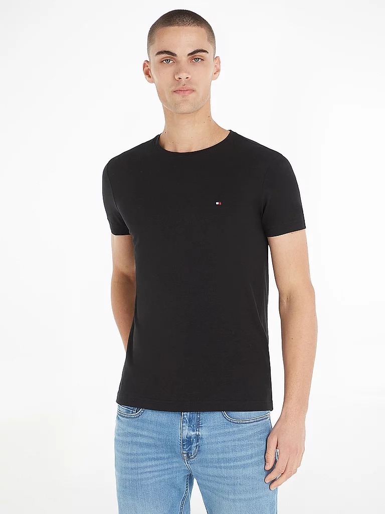 Tommy Hilfiger T-shirt à Manches Courtes Core Stretch Slim Fit C Black S Homme 3
